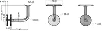 Handrail Bracket- Glass - Continuous - 1 1/2" (38.1mm)